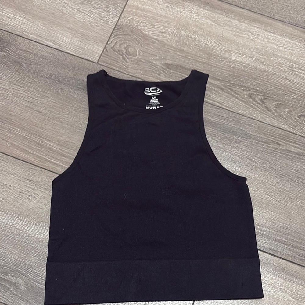 ACX Black Fitted Crop Tank Top SM372